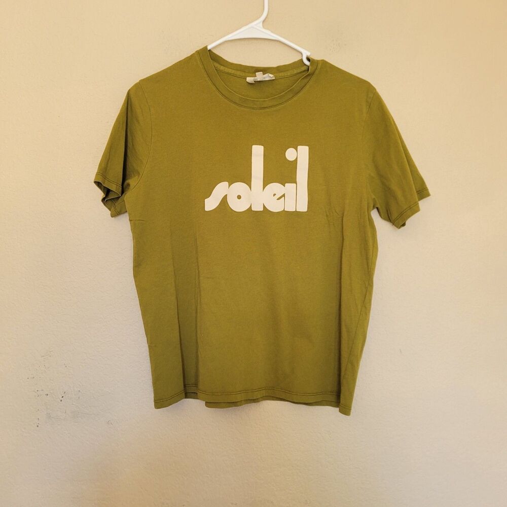 Sezane x Maddy Soleil T-Shirt Size Small Olive Green Graphic Sun French Top Rare